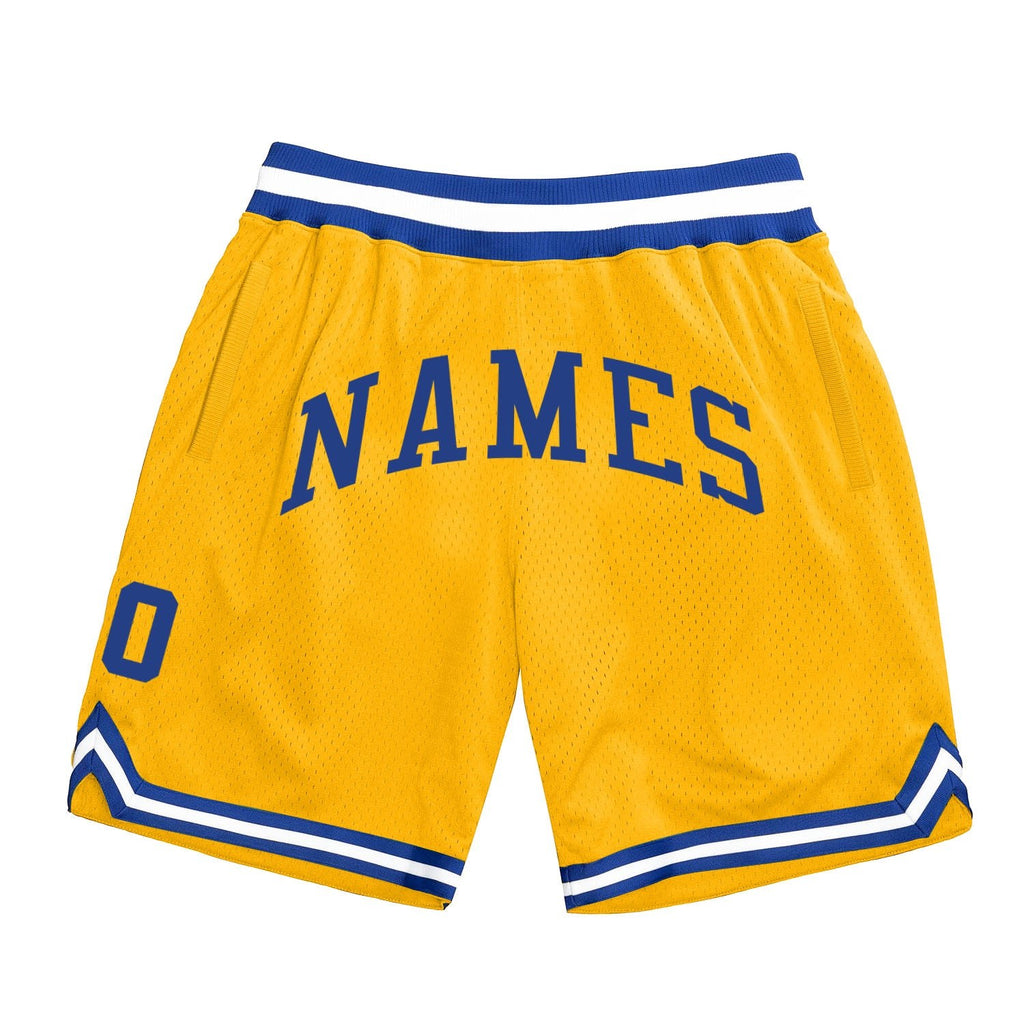 Custom Gold Royal-White Authentic Throwback Basketball Shorts photo 1