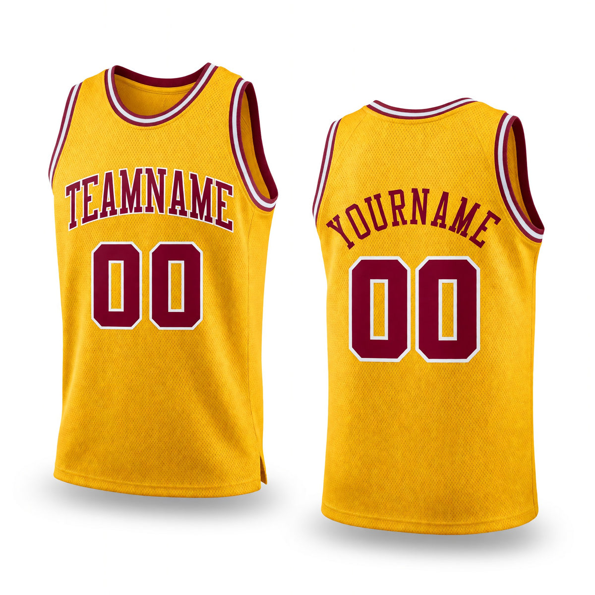 Custom Gold Maroon-White Authentic Throwback Basketball Jersey
