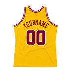 Custom Gold Maroon-White Authentic Throwback Basketball Jersey photo 5