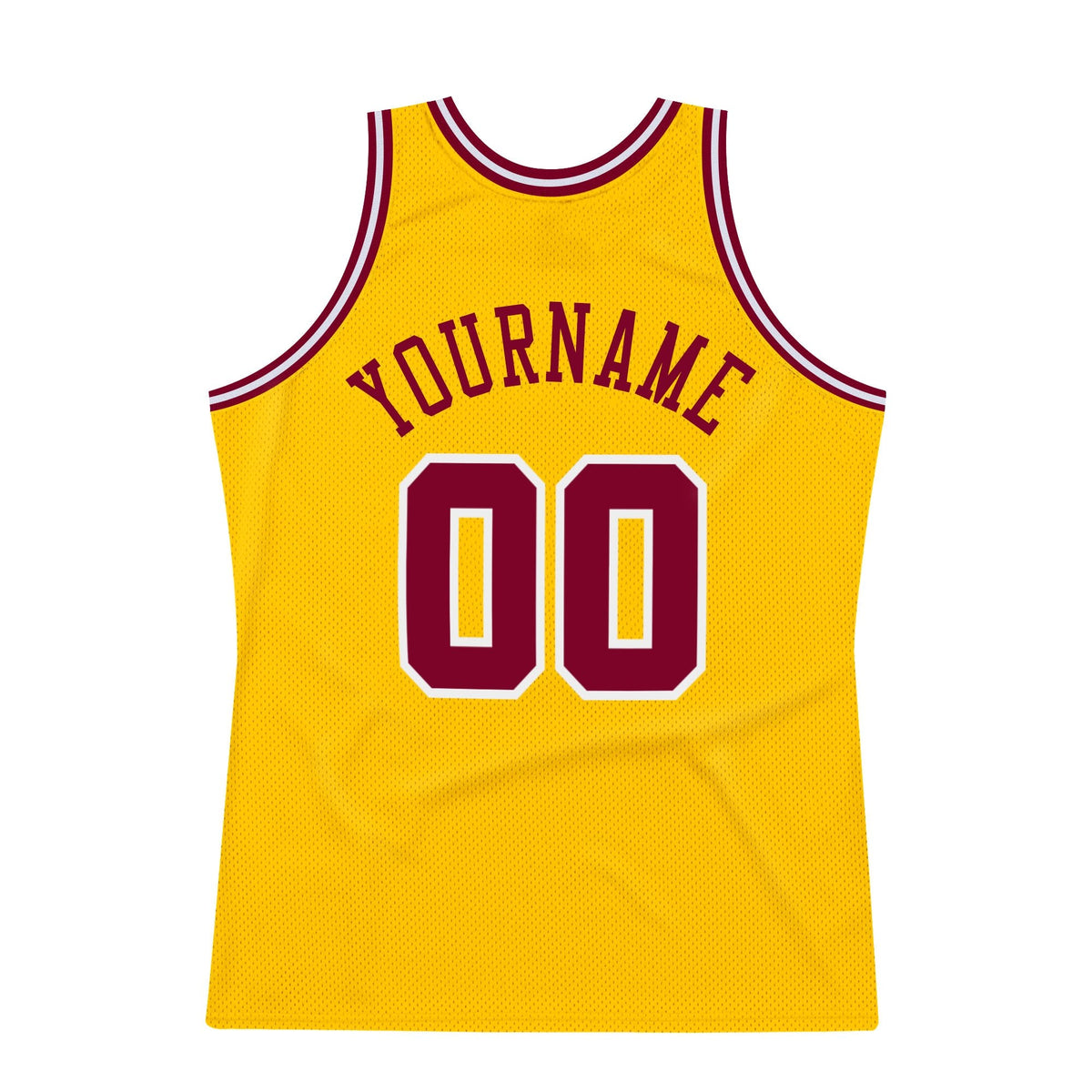 Custom Gold Maroon-White Authentic Throwback Basketball Jersey photo 5