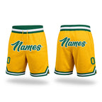 Custom Gold Kelly Green-White Authentic Throwback Basketball Shorts