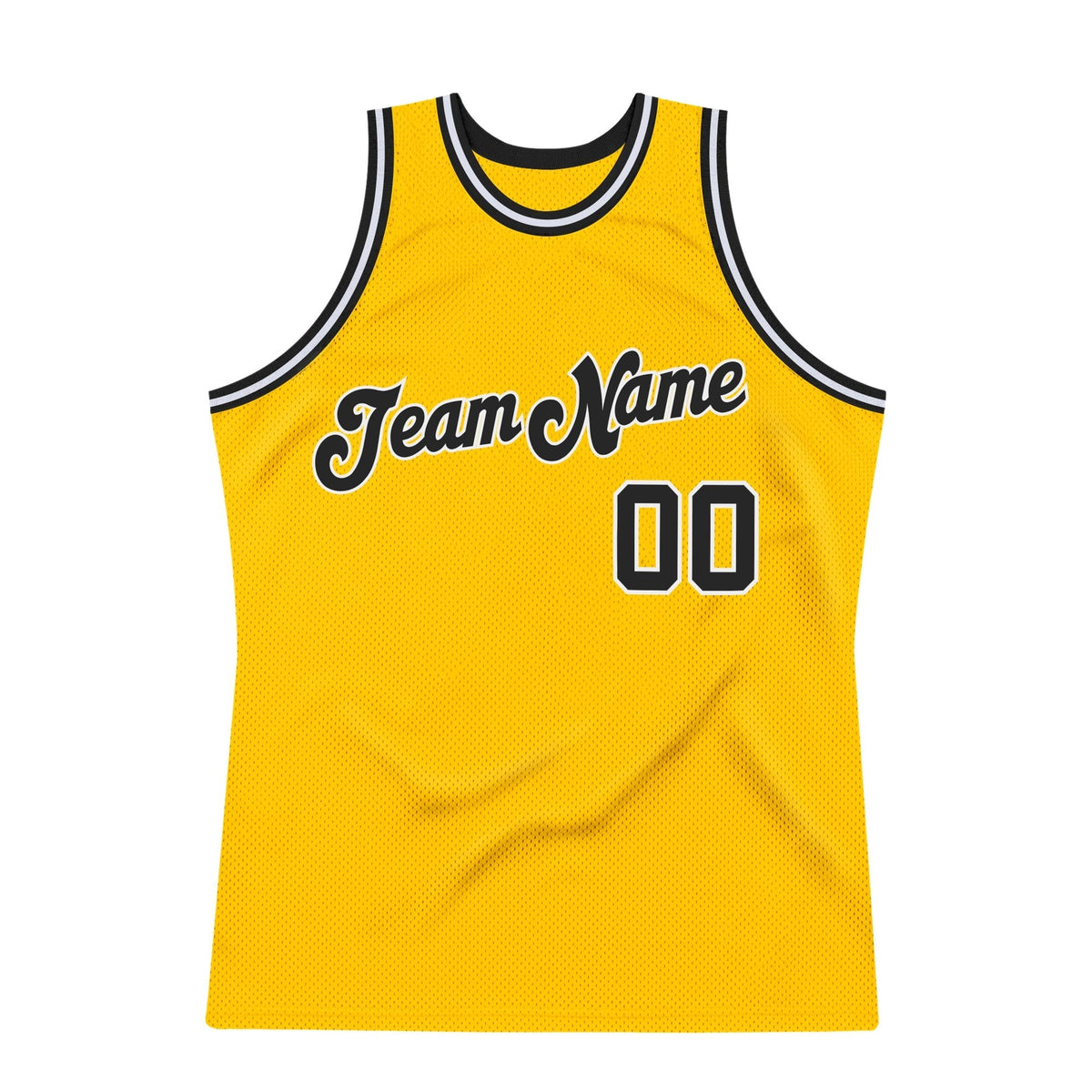 Custom Gold Black-White Authentic Throwback Basketball Jersey photo 4