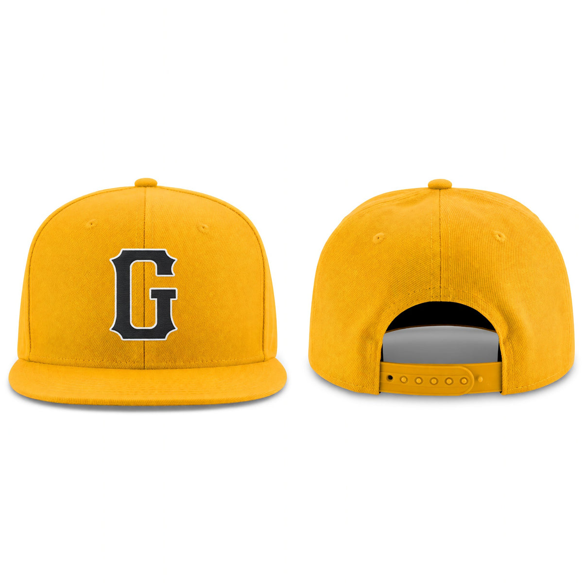 Custom Gold Black-White Stitched Adjustable Snapback Hat