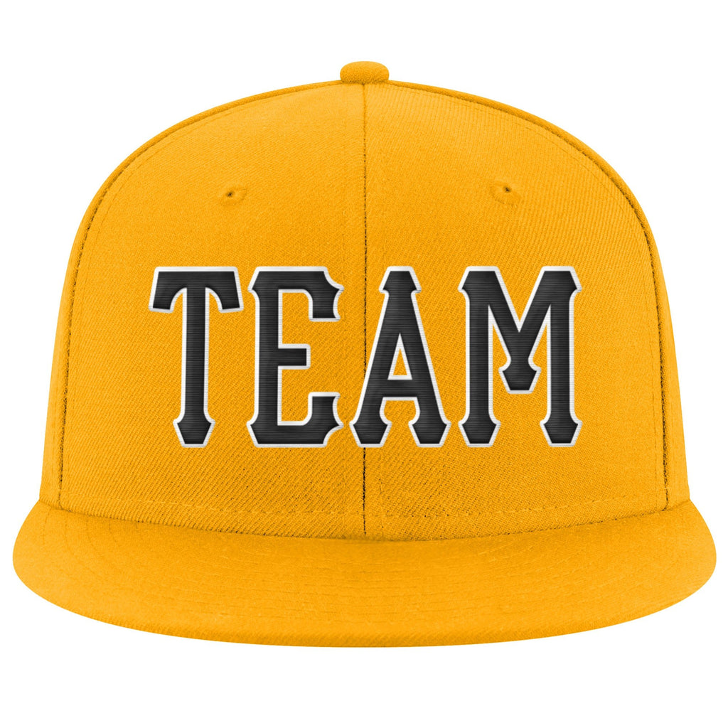 Custom Gold Black-White Stitched Adjustable Snapback Hat photo 2