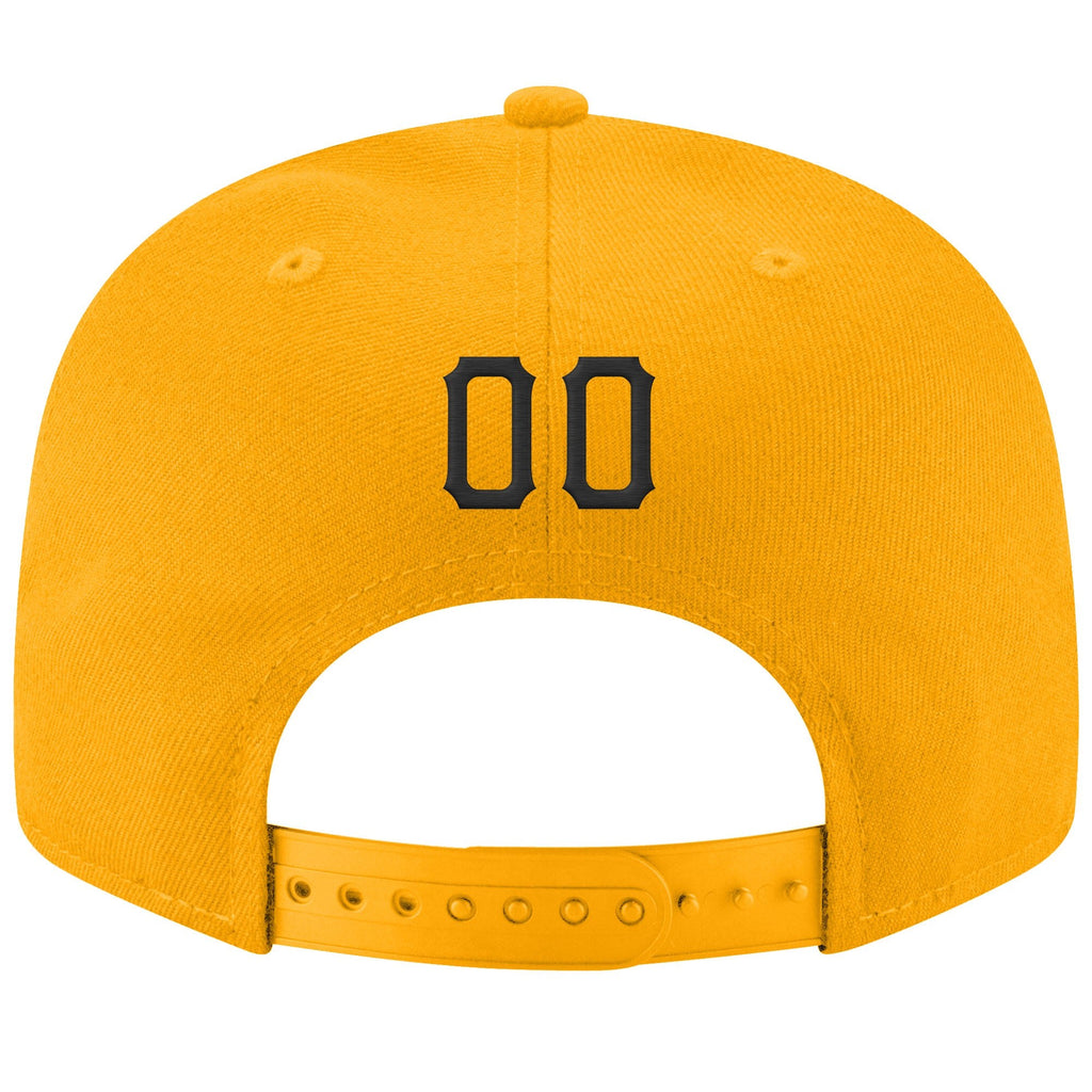 Custom Gold Black-White Stitched Adjustable Snapback Hat photo 3