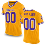 Custom Gold Purple-White Mesh Authentic Throwback Football Jersey