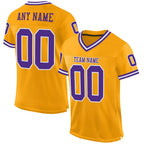 Custom Gold Purple-White Mesh Authentic Throwback Football Jersey photo 1