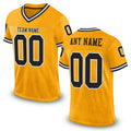 Custom Gold Black-White Mesh Authentic Throwback Football Jersey