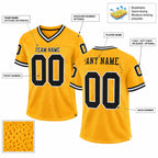 Custom Gold Mesh Authentic Football Jersey with Black and White Lettering Design 0116 customization guide