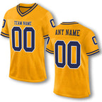 Custom Gold Navy-White Mesh Authentic Throwback Football Jersey