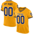 Custom Gold Navy-White Mesh Authentic Throwback Football Jersey photo 1