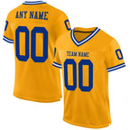 Custom Gold Royal-White Mesh Authentic Throwback Football Jersey photo 1