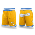 Custom Gold White-Light Blue Authentic Throwback Basketball Shorts