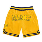 Custom Gold Gold-Navy Authentic Throwback Basketball Shorts photo 1