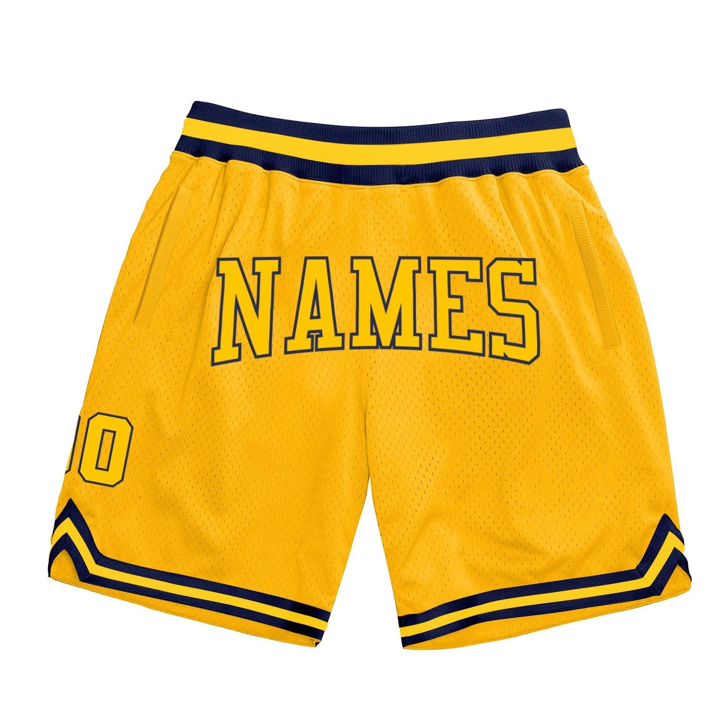 Custom Gold Gold-Navy Authentic Throwback Basketball Shorts photo 1