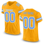 Custom Gold Light Blue-White Mesh Authentic Football Jersey
