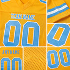 Custom Gold Light Blue-White Mesh Authentic Football Jersey detail