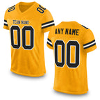 Custom Gold Black-White Mesh Authentic Football Jersey