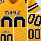 Custom Gold Black-White Mesh Authentic Football Jersey detail