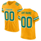 Custom Gold Kelly Green-White Mesh Authentic Football Jersey