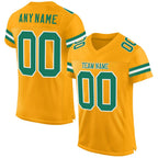 Custom Gold Kelly Green-White Mesh Authentic Football Jersey photo 1