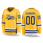 Custom Gold Navy-White Hockey Jersey
