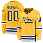 Custom Gold Navy-White Hockey Jersey photo 1