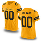 Custom Gold Black Mesh Authentic Football Jersey