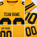Custom Gold Black Mesh Authentic Football Jersey detail