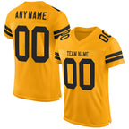 Custom Gold Black Mesh Authentic Football Jersey photo 1