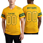 Custom Gold Gold-Green Mesh Authentic Football Jersey worn front and back