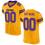Custom Gold Purple-Black Mesh Authentic Football Jersey