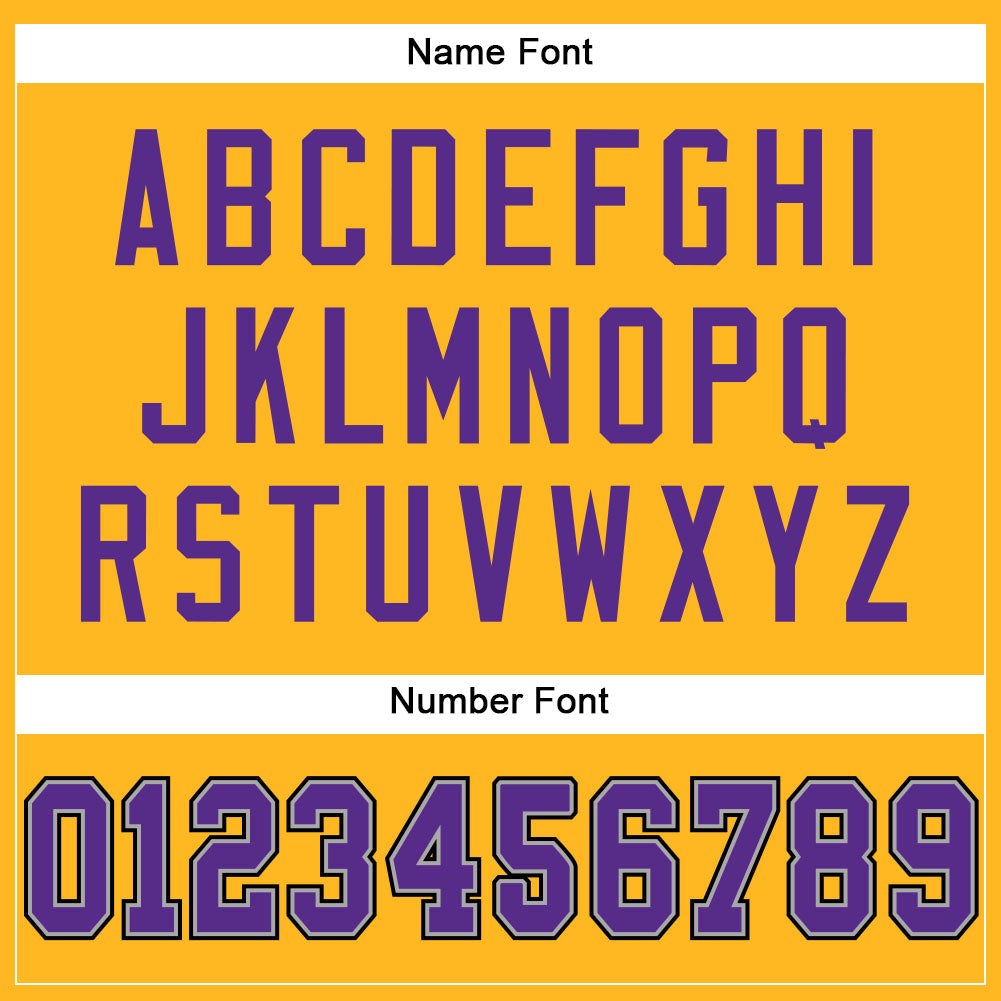 Custom Gold Purple-Black Mesh Authentic Football Jersey photo 3