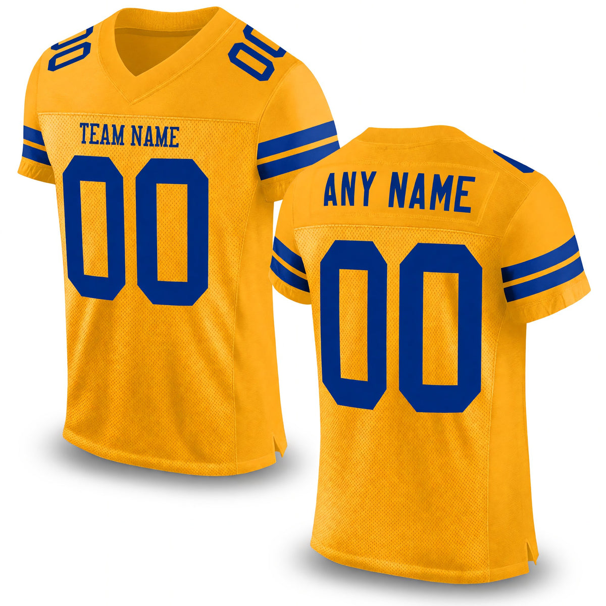 Custom Gold Royal Mesh Authentic Football Jersey