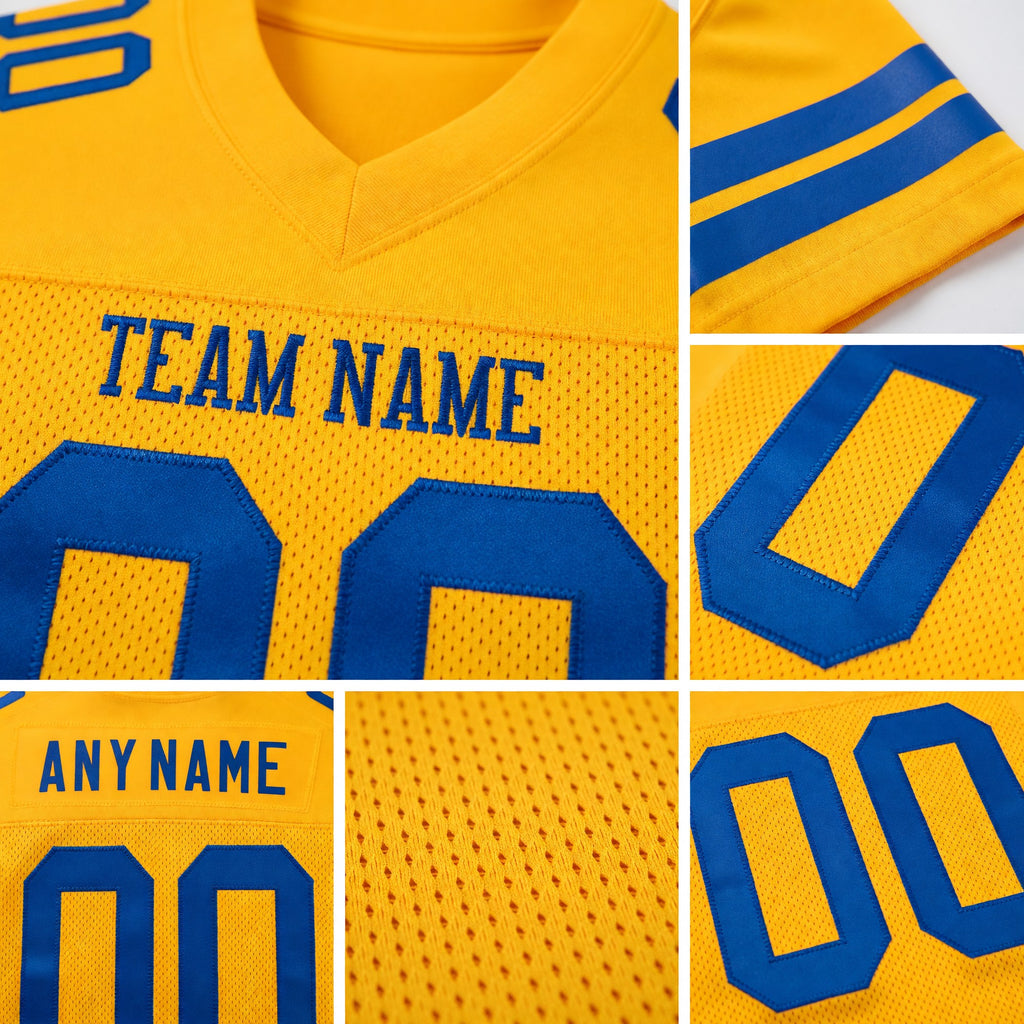 Custom Gold Royal Mesh Authentic Football Jersey detail