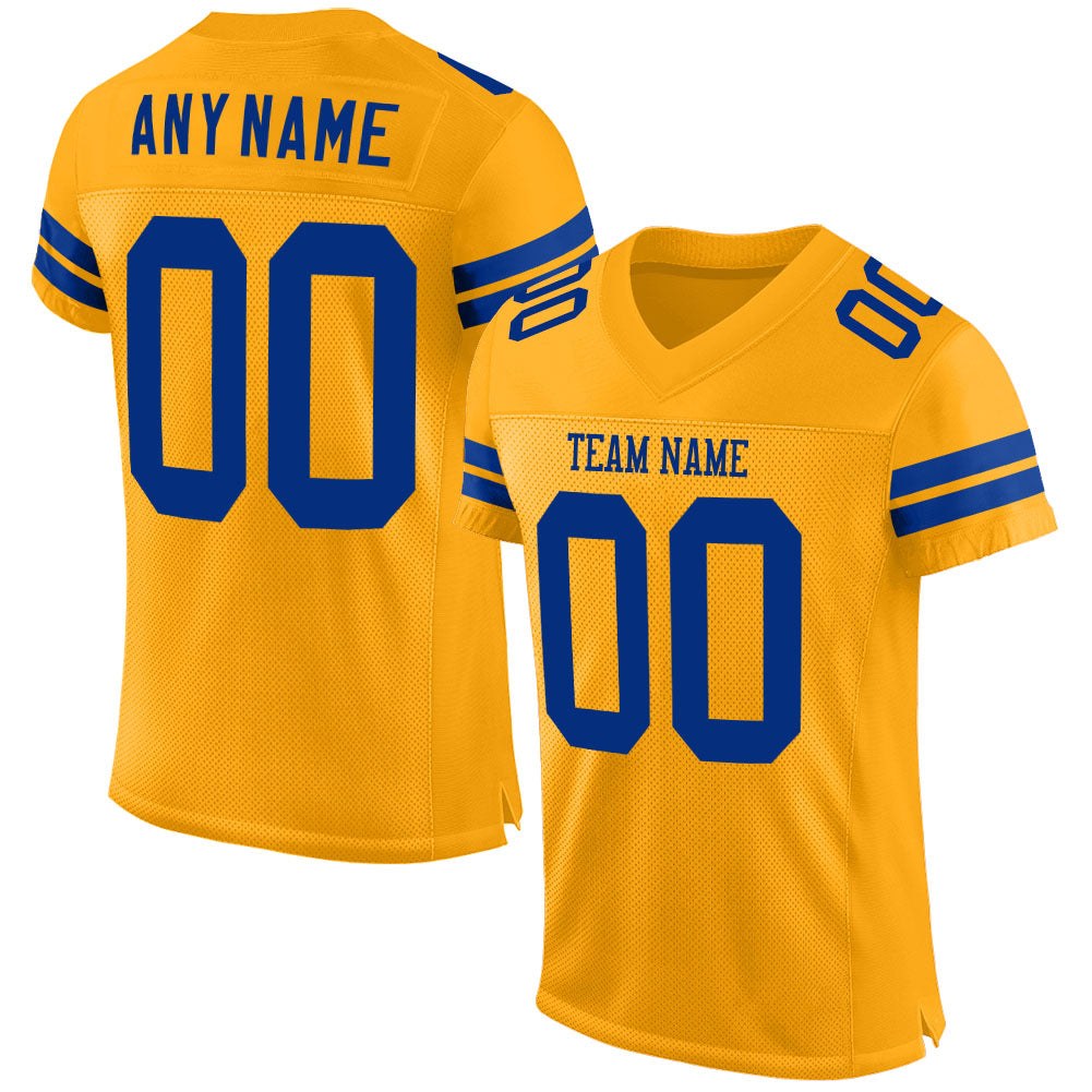 Custom Gold Royal Mesh Authentic Football Jersey photo 1