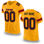 Custom Gold Black-Red Mesh Authentic Football Jersey