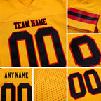 Custom Gold Black-Red Mesh Authentic Football Jersey detail
