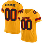 Custom Gold Black-Red Mesh Authentic Football Jersey photo 1