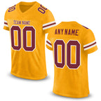 Custom Gold Burgundy-White Mesh Authentic Football Jersey