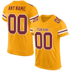 Custom Gold Burgundy-White Mesh Authentic Football Jersey photo 1