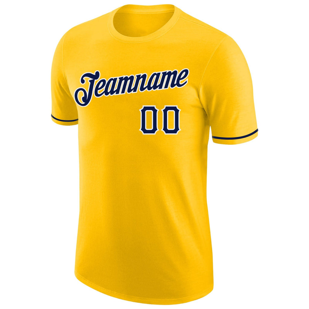 Custom Gold Navy-White Performance T-Shirt photo 4