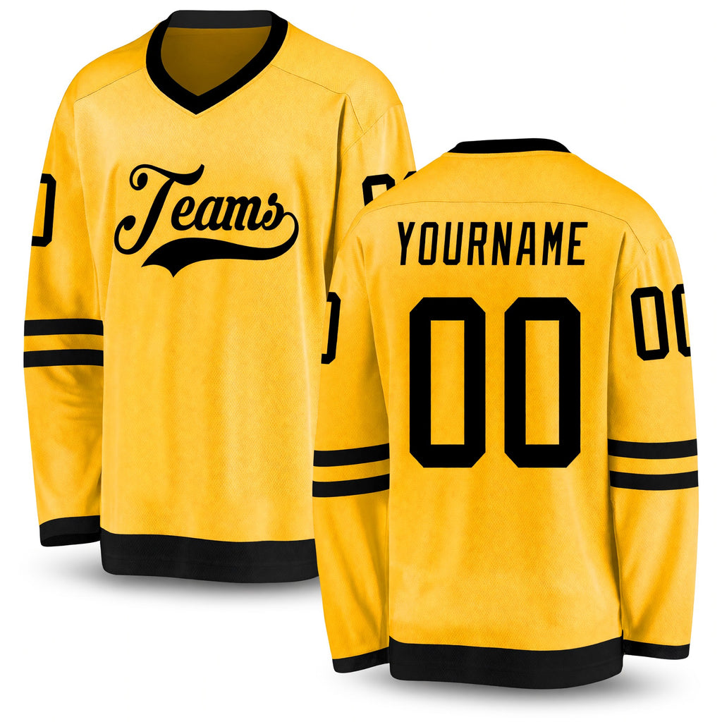 Custom Gold Black Hockey Jersey