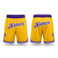 Custom Gold Purple-White Authentic Throwback Basketball Shorts