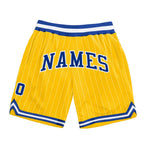 Custom Gold White Pinstripe Royal-White Authentic Basketball Shorts photo 1