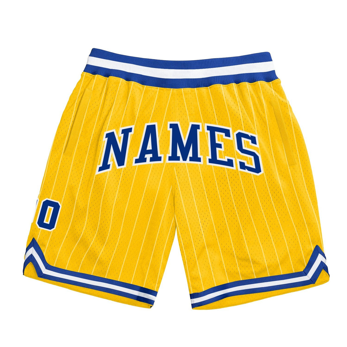 Custom Gold White Pinstripe Royal-White Authentic Basketball Shorts photo 1
