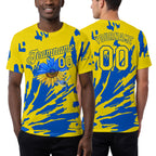 Custom 3D Pattern Design Ukraine Sunflower Nightingale Performance T-Shirt worn front and back