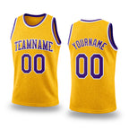 Custom Gold Purple-White Authentic Throwback Basketball Jersey