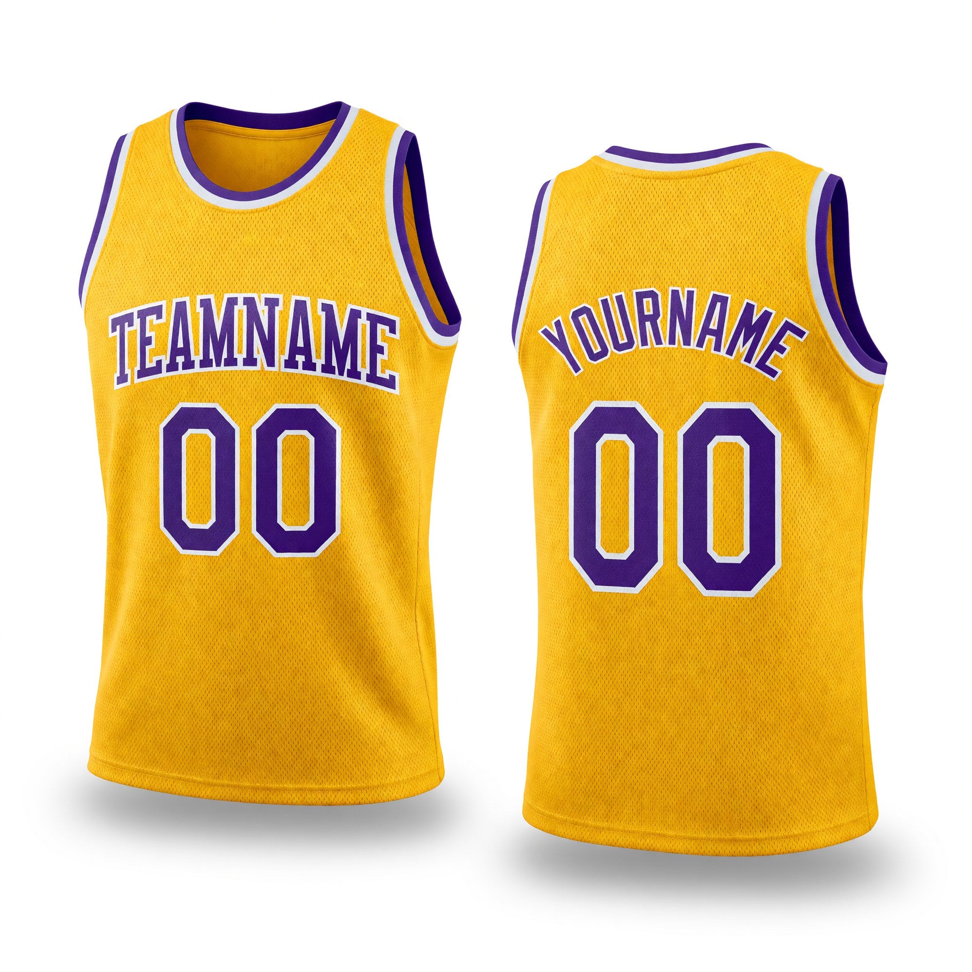 Custom Gold Purple-White Authentic Throwback Basketball Jersey