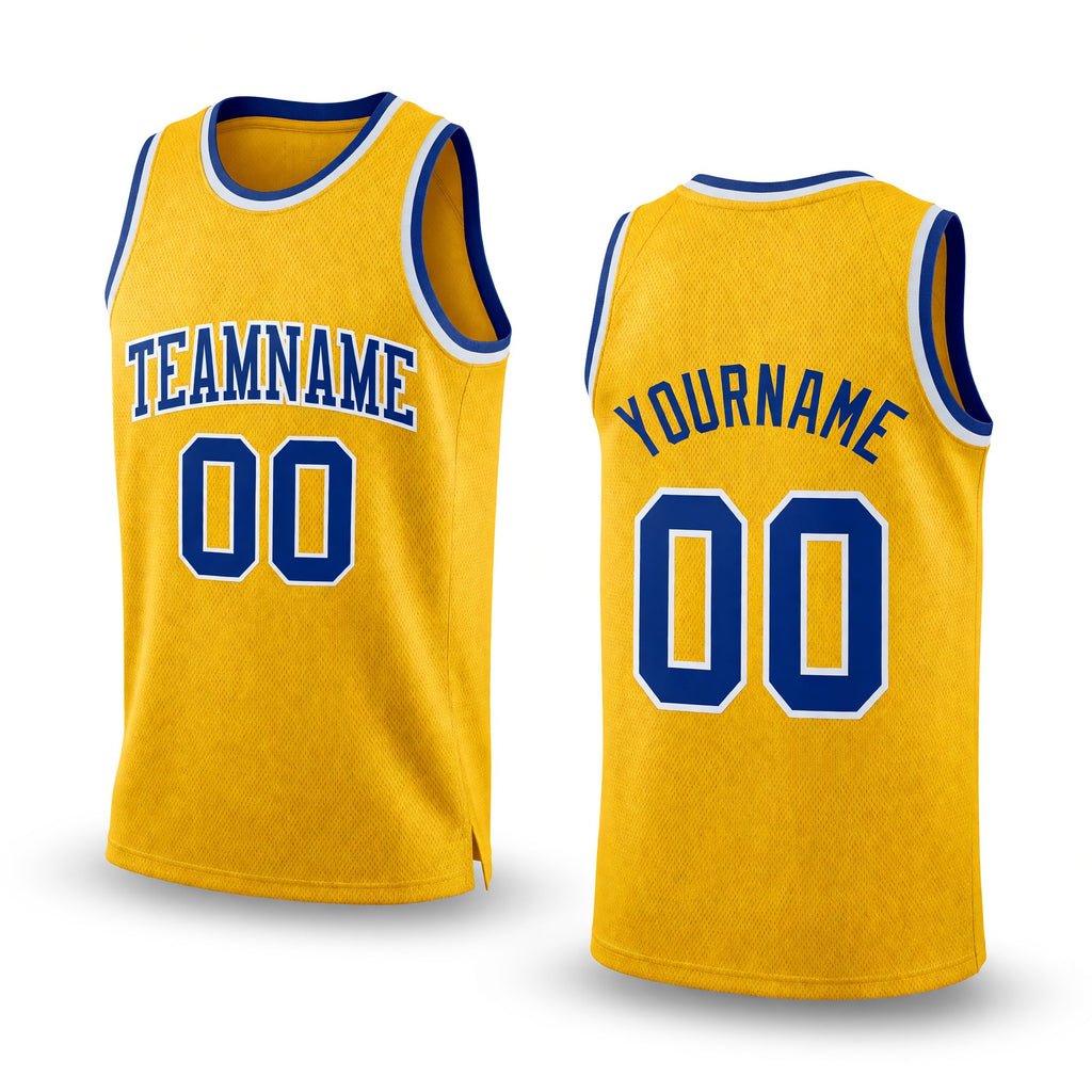 Custom Gold Royal-White Authentic Throwback Basketball Jersey